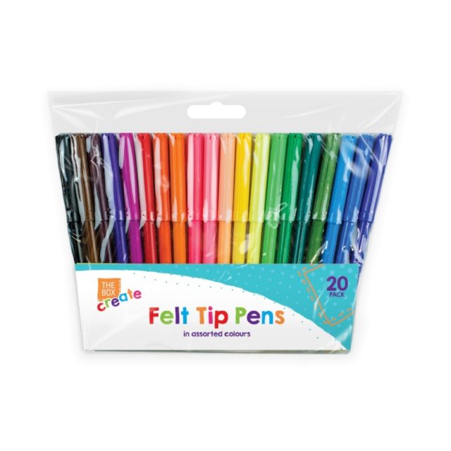 20 x Felt Tip Art Craft Children's Kids Fibre Pens Assorted Colours Pack