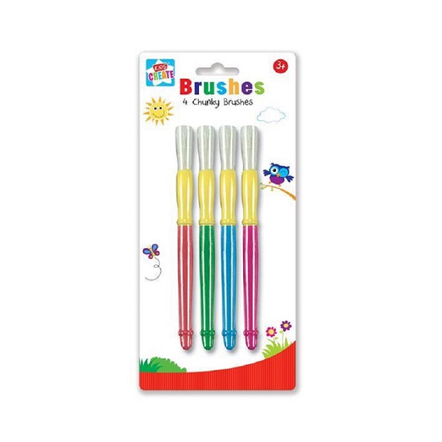 Childrens Kids Chubby Paint Glue Craft Brushes Set of 4
