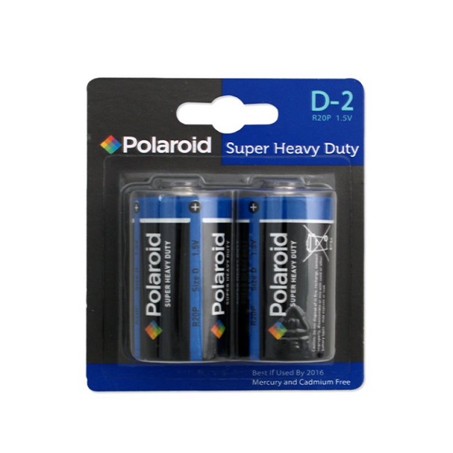 2 x Polaroid D Type 1.5v R20P Heavy Duty Battery Mercury Free Batteries Pack