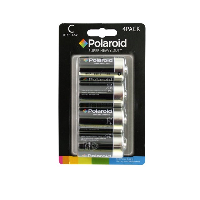 4 x Polaroid C Type 1.5v R14P Heavy Duty Battery Mercury Free Batteries Pack