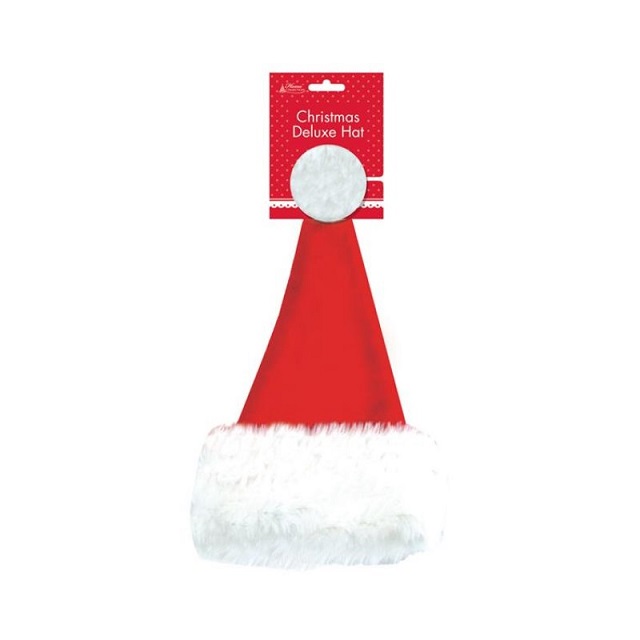 Adult Kids Red Christmas Deluxe Santa Hat Cap Xmas Party Costume Dressing Up
