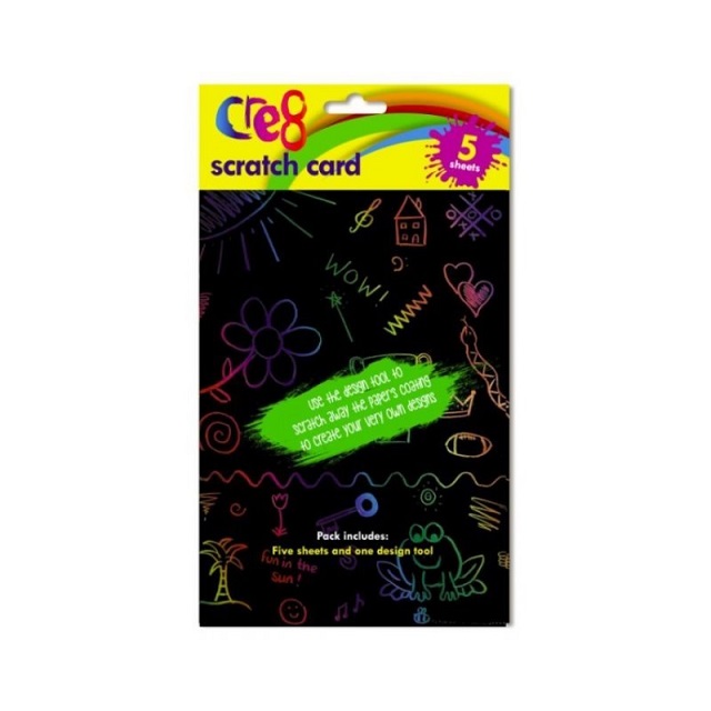 A5 Scratch Card Art 5 Sheets Craft Drawing Activity's Rainbow Party Bag 