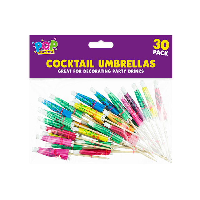 30 x Cocktail Parasol Umbrella Picks Novelty Drink, Buffet, Cupcake Decorations