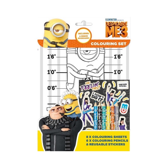 Despicable Me 3 Minions Colouring Set Pad Stickers Party Favour Activity Set Kids