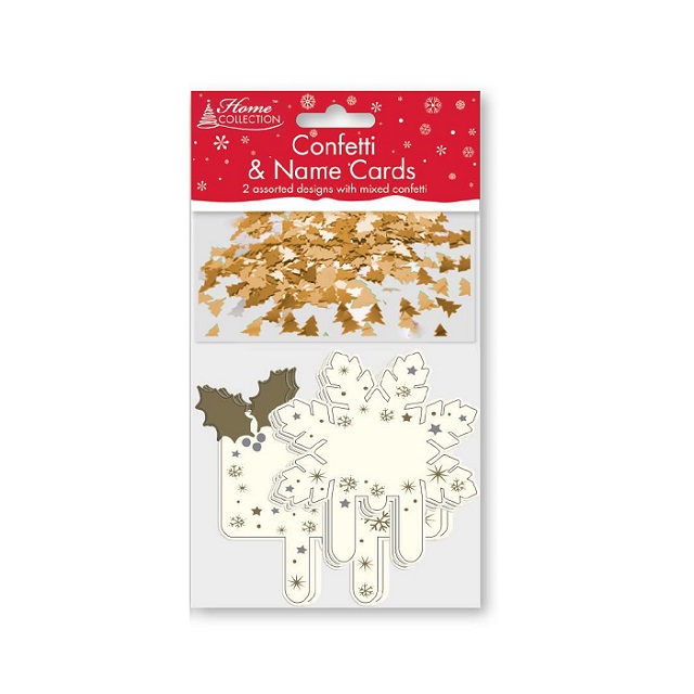 Christmas Dining Table Confetti & Name Place Cards Snow Flake Design