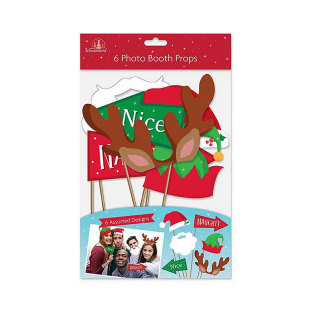 6 x Festive Photo Booth Props - Christmas Theme or New Years Party Great Fun