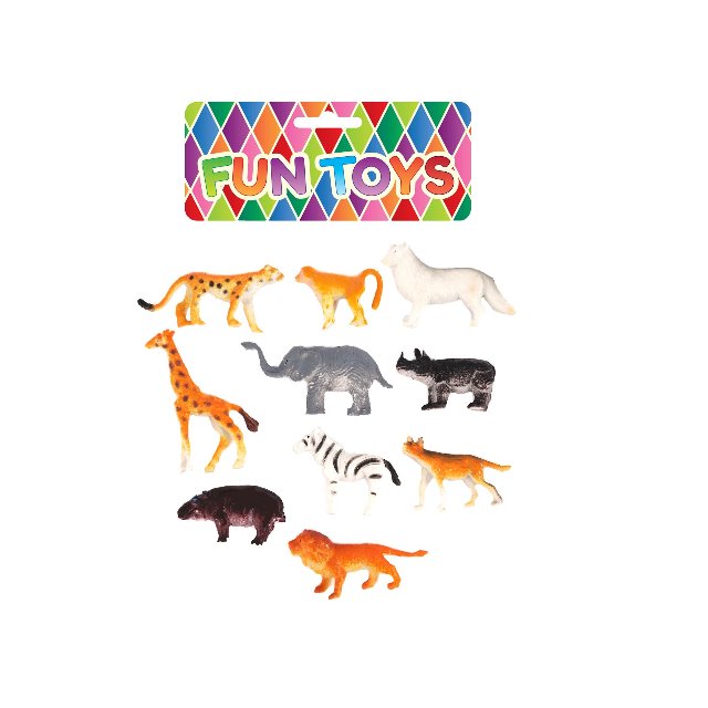 10 Assorted Mini Jungle Zoo Plastic Animal Figures Elephant Tiger Giraffe  Toys - The Home Fusion Company