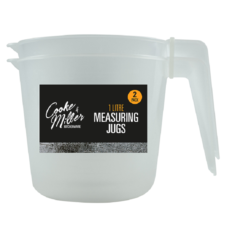 2 Pack Of Measuring Jugs 1 Litre each Plastic kitchen Essential Gravy, Baking