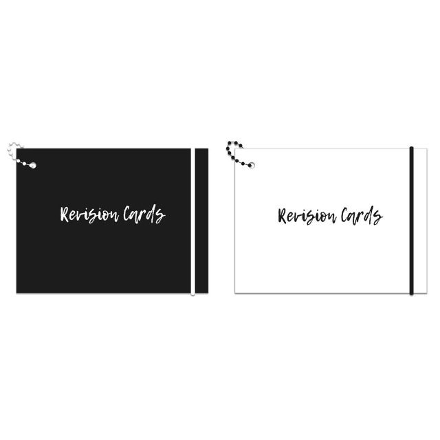 Revision Cards A6 70 Lined Sheets of Cards School Exams 2 Designs Black Or White
