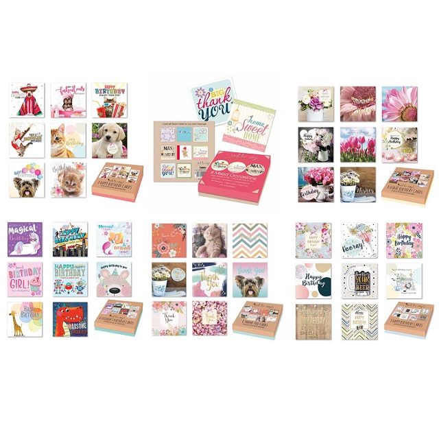 Box of 8 Greeting Cards - Birthdays Various Ages, Mixed Occasions, Thank you