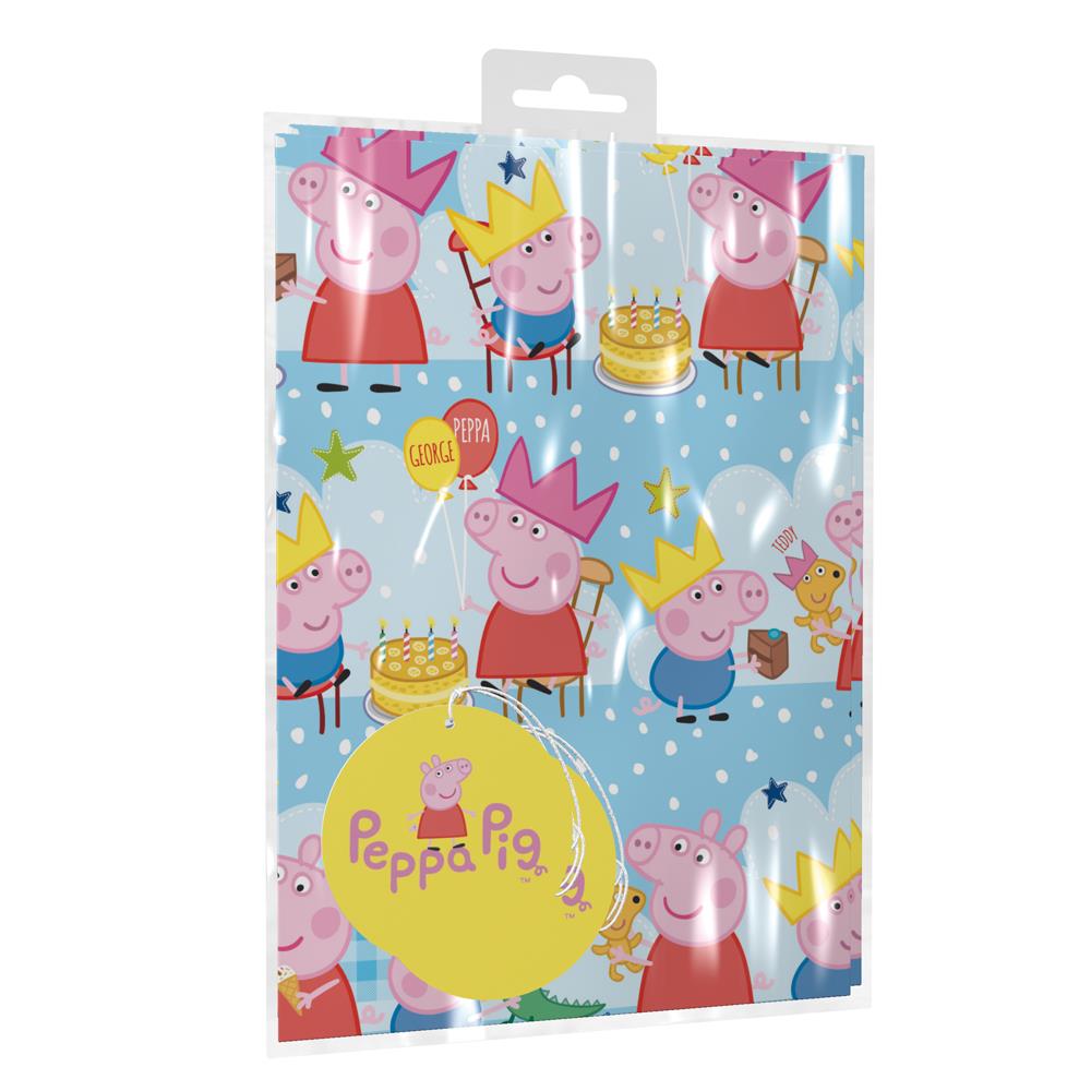 Children's Peppa Pig Birthday Gift Wrap x 2 With Tags