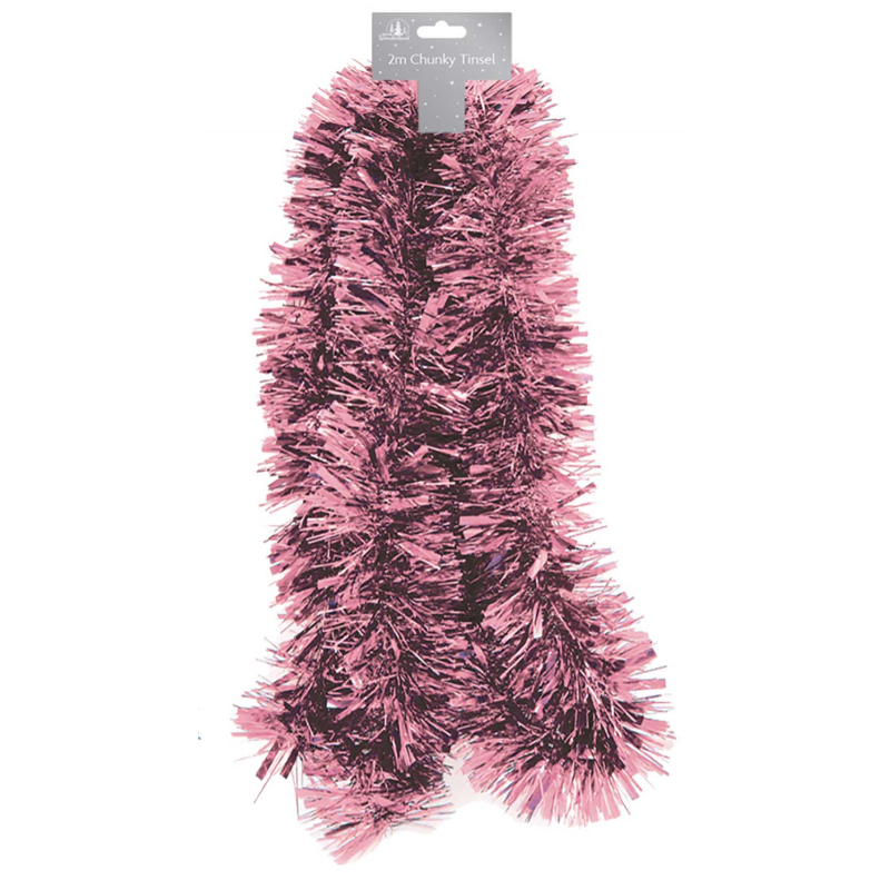 Traditional Xmas Tree Tinsel Blush Pink 2 Meters