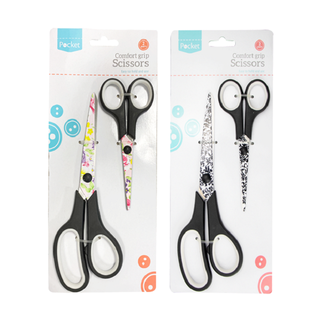 Floral Pattern Scissors 2 Pack large & Small