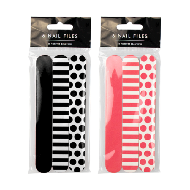 6 Pack Mini Nail Files Black Or Pink 14cm x 2 cm